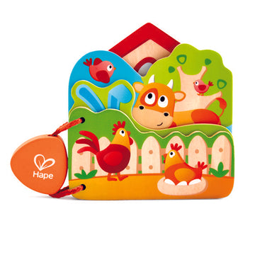 Hape Babys Farm Animal Book perfect for little hands, baby and new borns The Toy Wagon