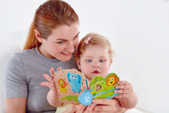 Hape Babys Wild Animal Book perfect for little hands, baby and new borns The Toy Wagon