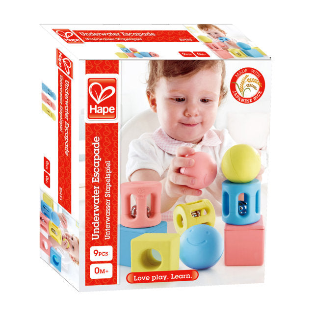 Hape Geometric Rattle Trio perfect for little hands, baby and new borns The Toy Wagon