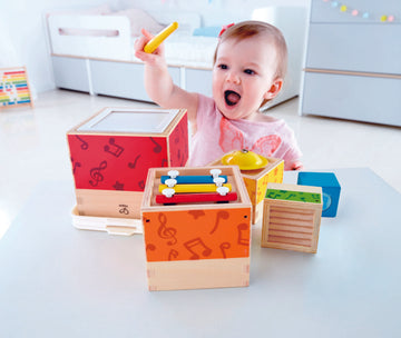 Hape Stacking Music set, a first musical instruments for babies, perfect for making music The Toy Wagon