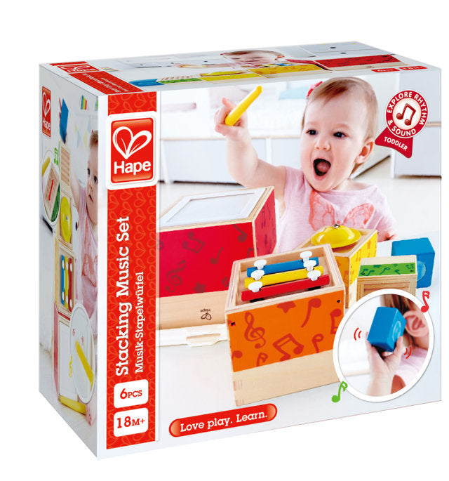 Hape Stacking Music set, a first musical instruments for babies, perfect for making music The Toy Wagon