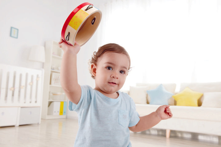 Hape Tap-along Tambourine, a first musical instruments for babies, perfect for making music The Toy Wagon