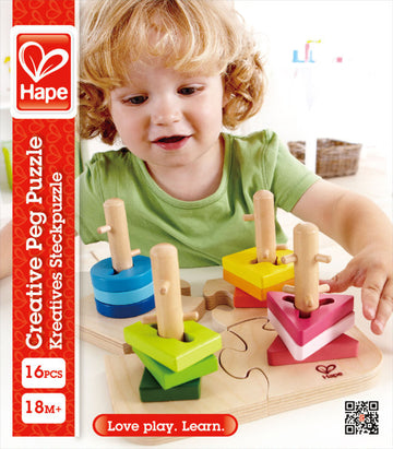 Hape Creative Peg Puzzle is a wooden toy for young kids and perfect for hand eye co-ordination The Toy Wagon