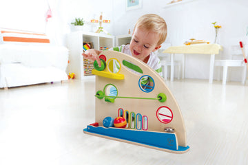 Hape Roller Derby concepts fast/slow and in/out, hand eye co-ordination The Toy Wagon