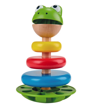 Hape Mr Frog Stacking Rings will help children learn about colors, counting and sounds The Toy Wagon