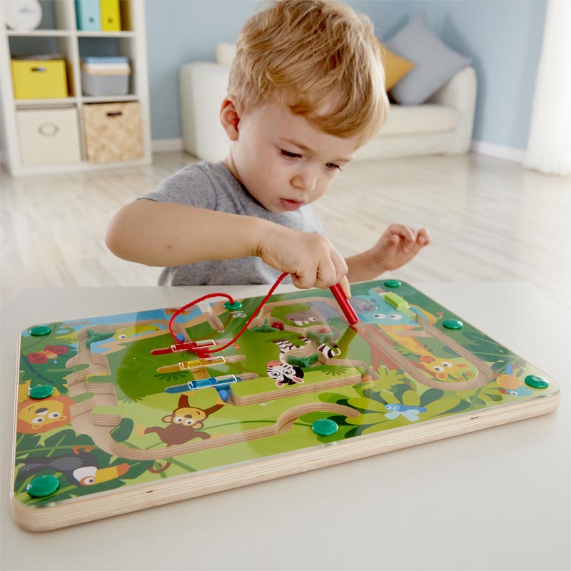 Hape Jungle Maze Puzzle promotes dexterity, hand/eye coordination, and manipulation with woodend educational toys The Toy Wagon