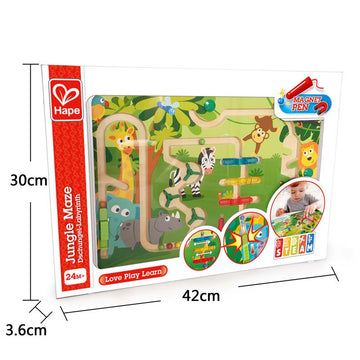 Hape Jungle Maze Puzzle promotes dexterity, hand/eye coordination, and manipulation with woodend educational toys The Toy Wagon