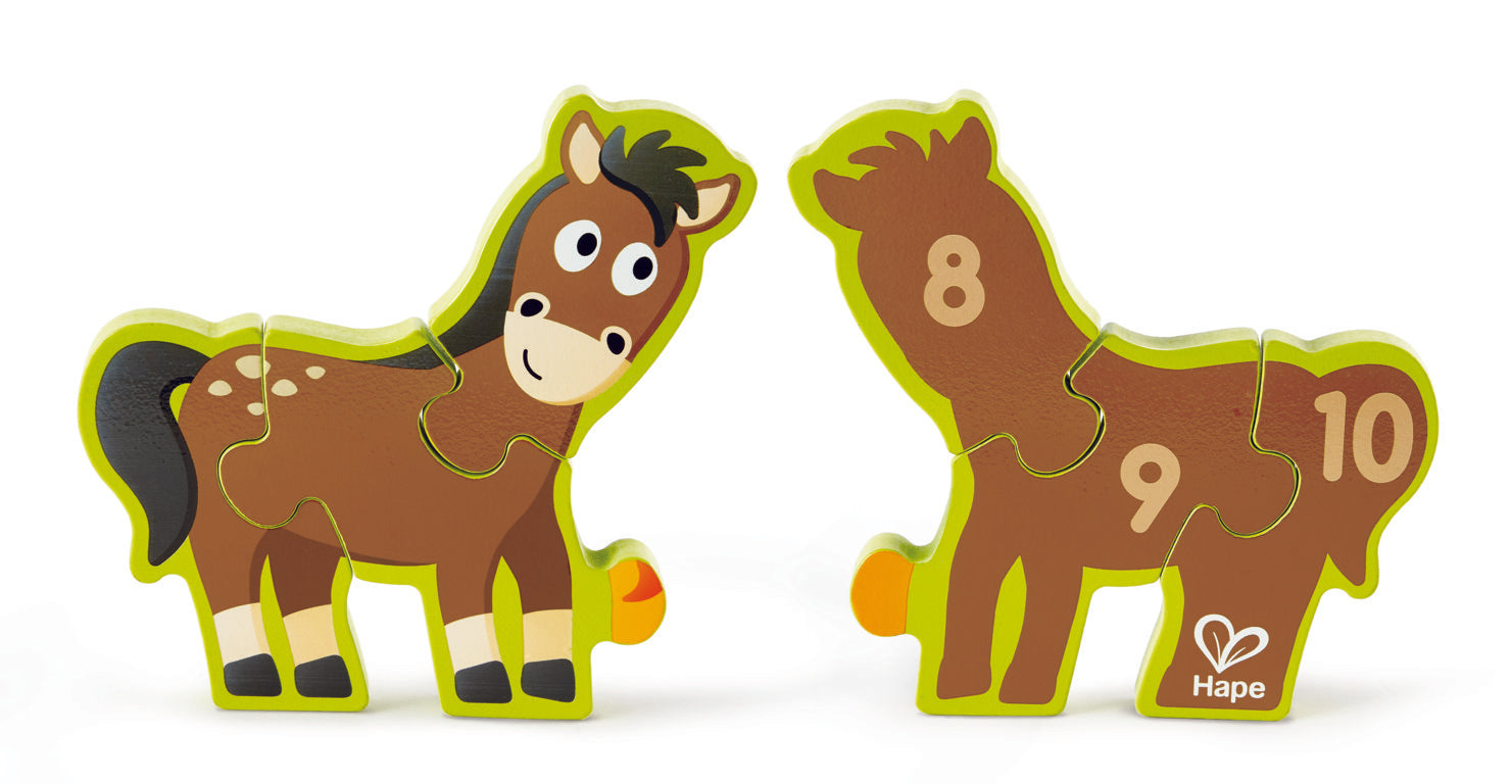 Hape Numbers & Farm Animals Puzzle wooden for little hands educational toys The Toy Wagon