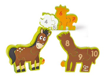 Hape Numbers & Farm Animals Puzzle wooden for little hands educational toys The Toy Wagon