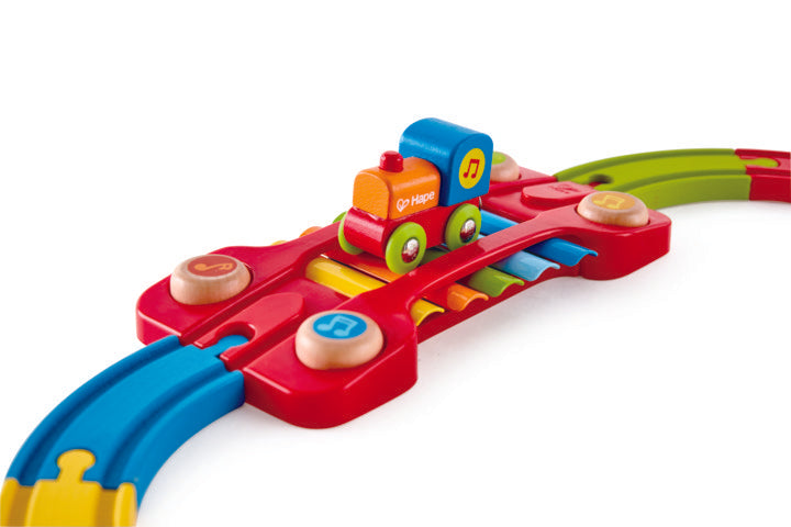 Hape Sensory Railway is wooden railway and train set The Toy Wagon
