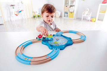 Hape Undersea Figure 8 is wooden railway and train set The Toy Wagon