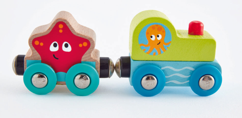 Hape Undersea Figure 8 is wooden railway and train set The Toy Wagon