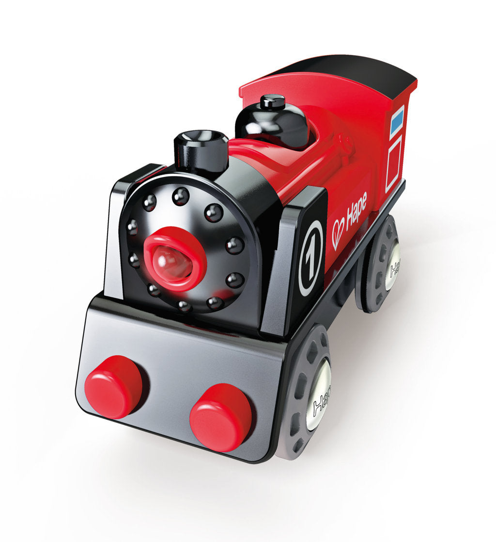 Hape Battery Powered Engine No.1 is wooden railway and train set The Toy Wagon