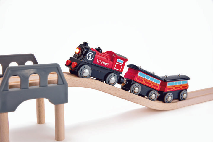 Hape Battery Powered Engine No.1 is wooden railway and train set The Toy Wagon