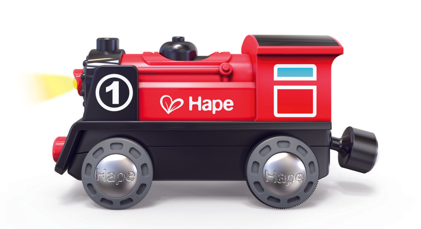 Hape Battery Powered Engine No.1 is wooden railway and train set The Toy Wagon