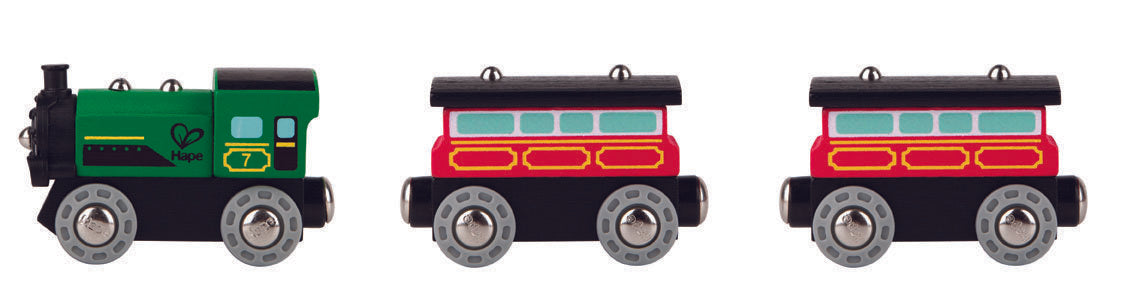 Hape Steam-Era Passenger Train is wooden railway and train set The Toy Wagon