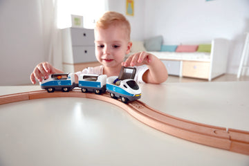 Hape Figure of 8 Safety Set is wooden railway and train set The Toy Wagon