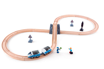 Hape Figure of 8 Safety Set is wooden railway and train set The Toy Wagon