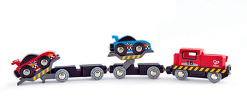 Hape Race Car Transporter is wooden railway and train set The Toy Wagon