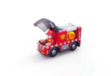Hape Fire Truck with Siren is wooden railway and train set The Toy Wagon