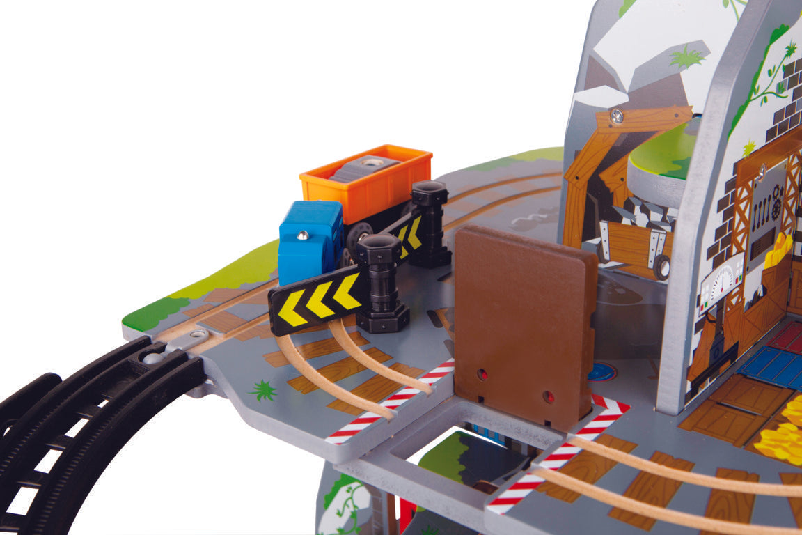 Hape Mighty Mountain Mine is wooden railway and train set The Toy Wagon