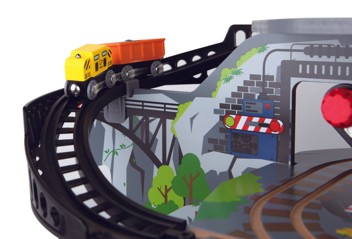 Hape Mighty Mountain Mine is wooden railway and train set The Toy Wagon