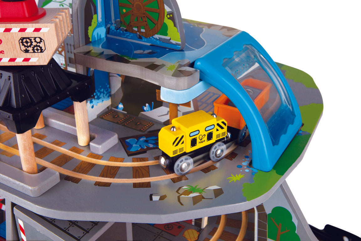 Hape Mighty Mountain Mine is wooden railway and train set The Toy Wagon