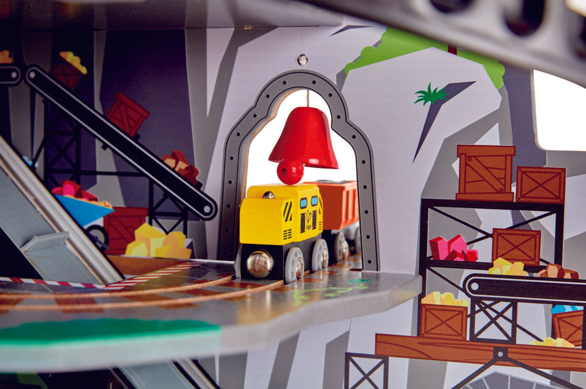 Hape Mighty Mountain Mine is wooden railway and train set The Toy Wagon