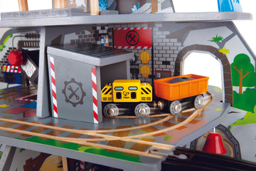 Hape Mighty Mountain Mine is wooden railway and train set The Toy Wagon