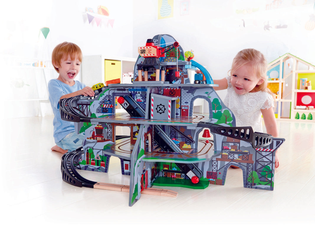 Hape Mighty Mountain Mine is wooden railway and train set The Toy Wagon