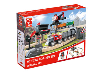 Hape Mining Loader Set is wooden railway and train set The Toy Wagon