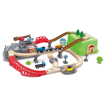 Hape Railway Bucket-Builder-Set is wooden railway and train set The Toy Wagon