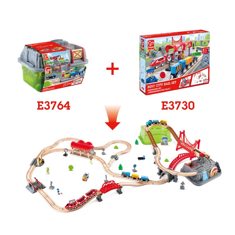 Hape Railway Bucket-Builder-Set is wooden railway and train set The Toy Wagon