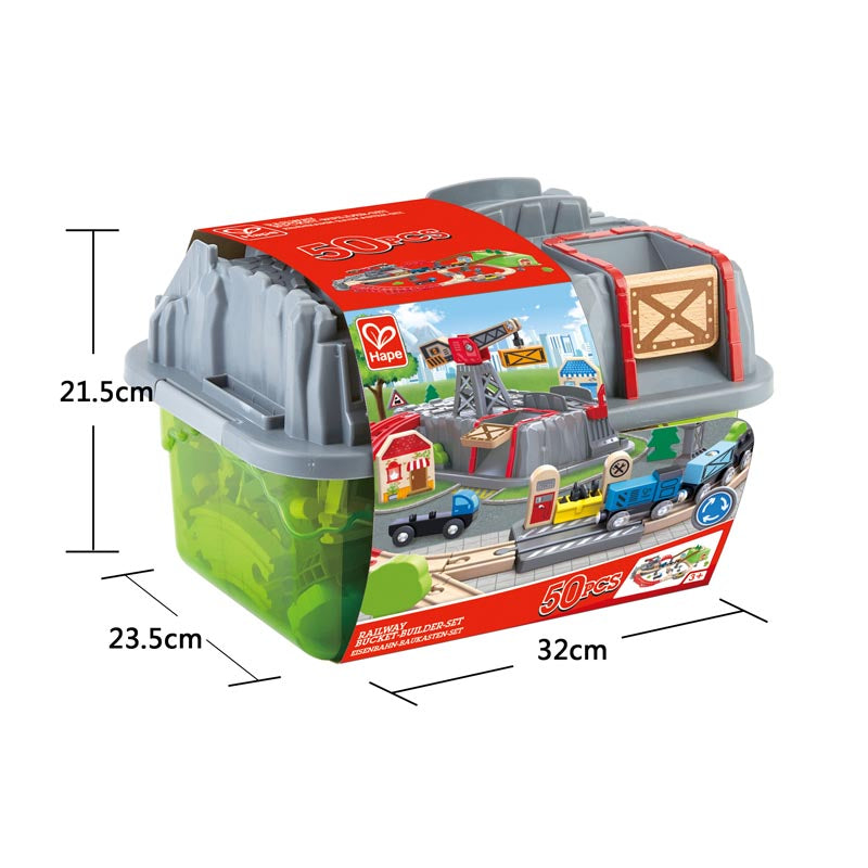Hape Railway Bucket-Builder-Set is wooden railway and train set The Toy Wagon