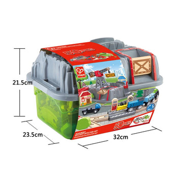 Hape Railway Bucket-Builder-Set is wooden railway and train set The Toy Wagon