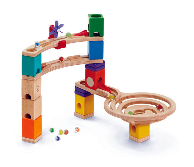 Hape Quadrilla Race to the Finish wooden marble run, contruction and STEAM play The Toy Wagon