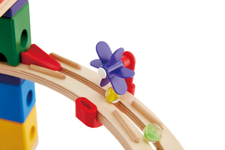 Hape Quadrilla Race to the Finish wooden marble run, contruction and STEAM play The Toy Wagon