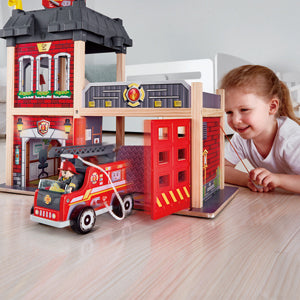 Hape Fire Station imaginative play quality wooden toys The Toy Wagon