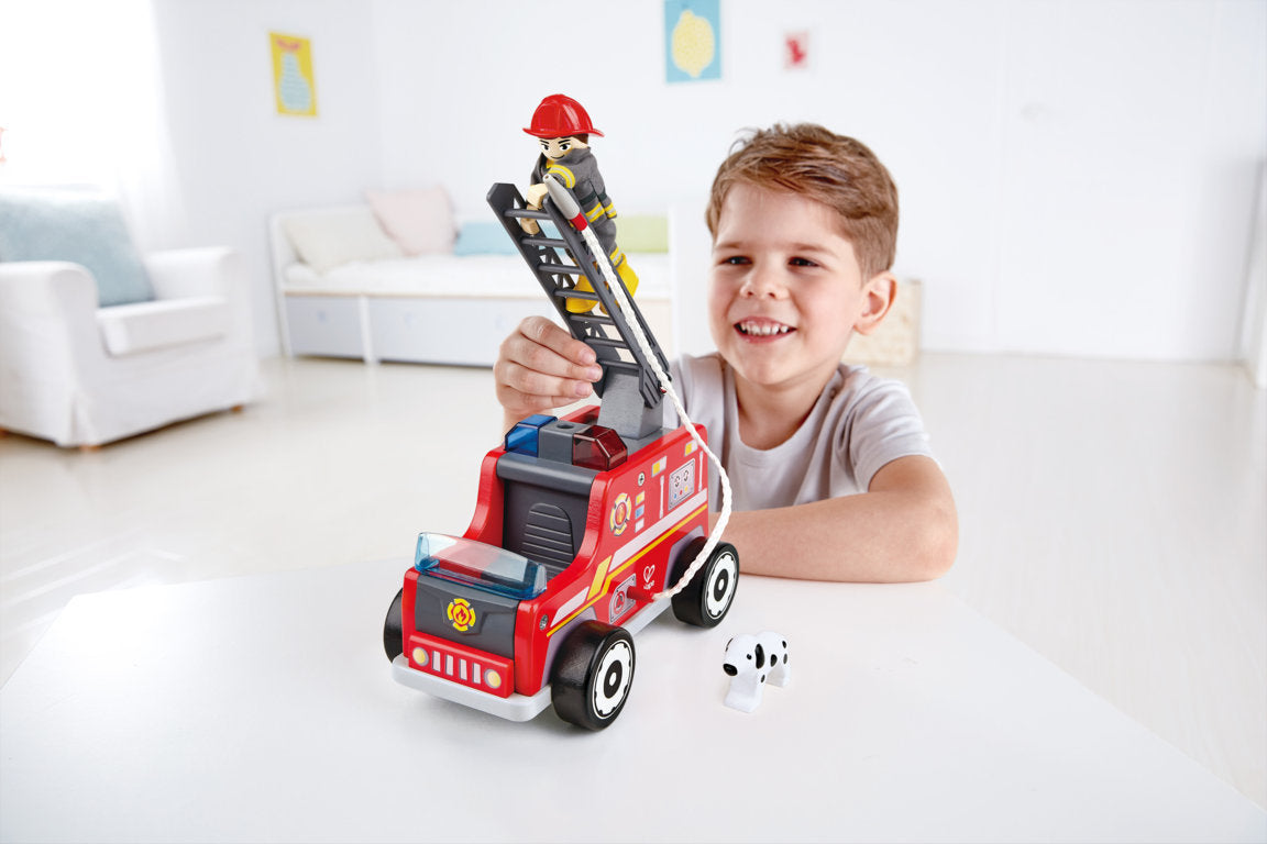 Hape Fire Truck imaginative play quality wooden toys The Toy Wagon