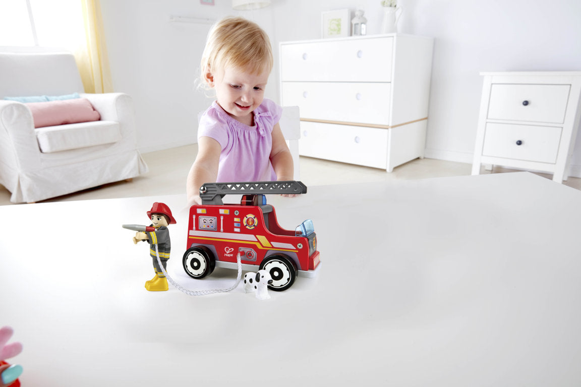 Hape Fire Truck imaginative play quality wooden toys The Toy Wagon