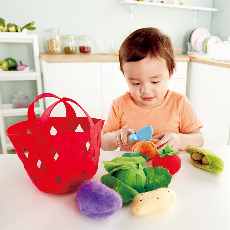 Hape Toddler Vegetable Basket imaginative play quality wooden toys The Toy Wagon