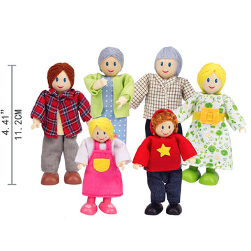 Hape Happy Family of 6 - Caucasian imaginative play quality wooden toys The Toy Wagon