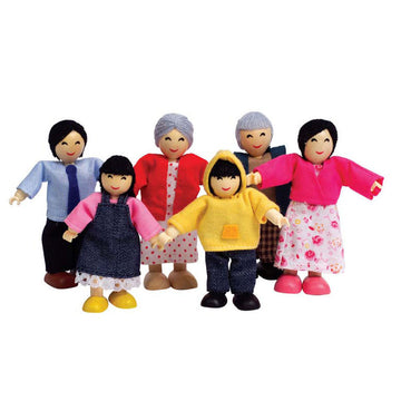 Hape Happy Family of 6 - Asian imaginative play quality wooden toys The Toy Wagon