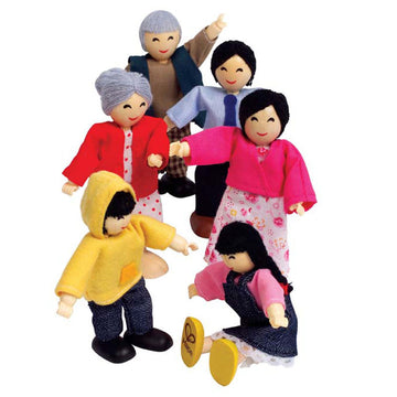 Hape Happy Family of 6 - Asian imaginative play quality wooden toys The Toy Wagon