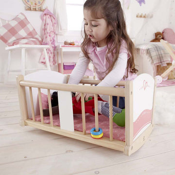 Hape Rock-A-Bye Cradle imaginative play with quality wooden toys The Toy Wagon