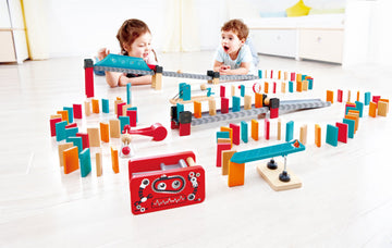 Hape Robot Factory Domino perfect for little minds and hand, educational and high quality wooden toys The Toy Wagon