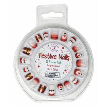 Pink Poppy Christmas Press On Nails