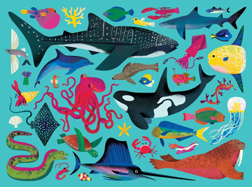 Crocodile Creek Boxed Puzzle Sea Animals 500pc quality puzzle for kids eco friendly The Toy Wagon