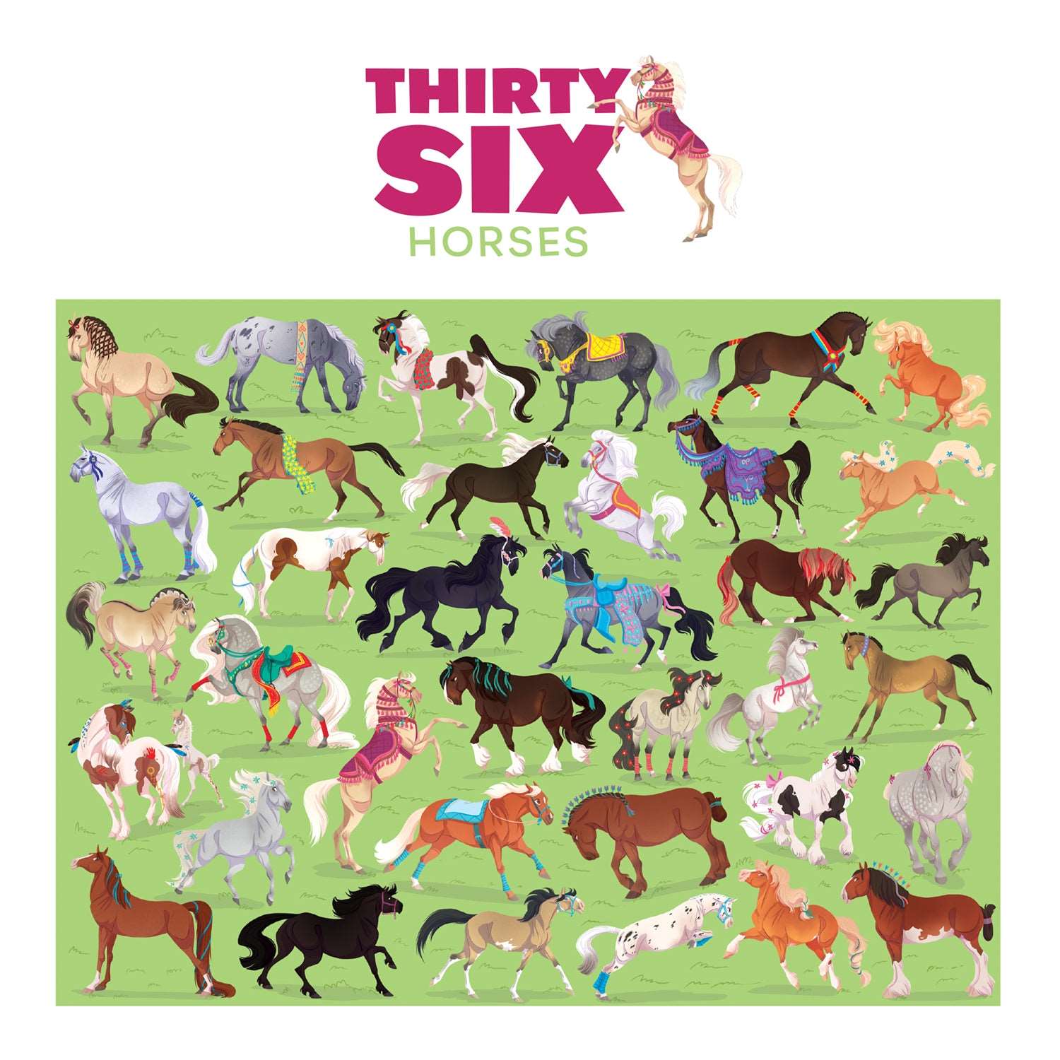 Crocodile Creek - 36 Horse Puzzle - 00 Pieces. The Toy Wagon 2