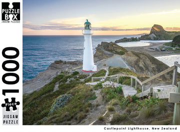 Premium Cut 1000 Piece Jigsaw Puzzle: Castlepoint Lighthouse, NZ